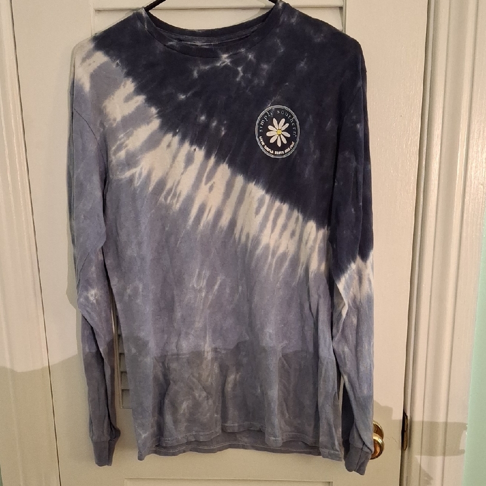 Simply Southern Blue Tie-Dye Long Sleeve Tee Size M
